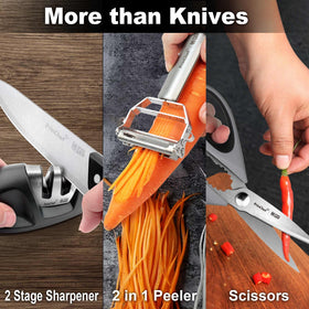 PrinChef stainless steel blades resist rust and stay sharp.