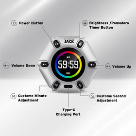 Printers Jack Pomodoro Timer magnetic base sticks firmly to metal surfaces.