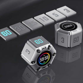 Printers Jack Pomodoro Timer dial as visual focus for precise timing.