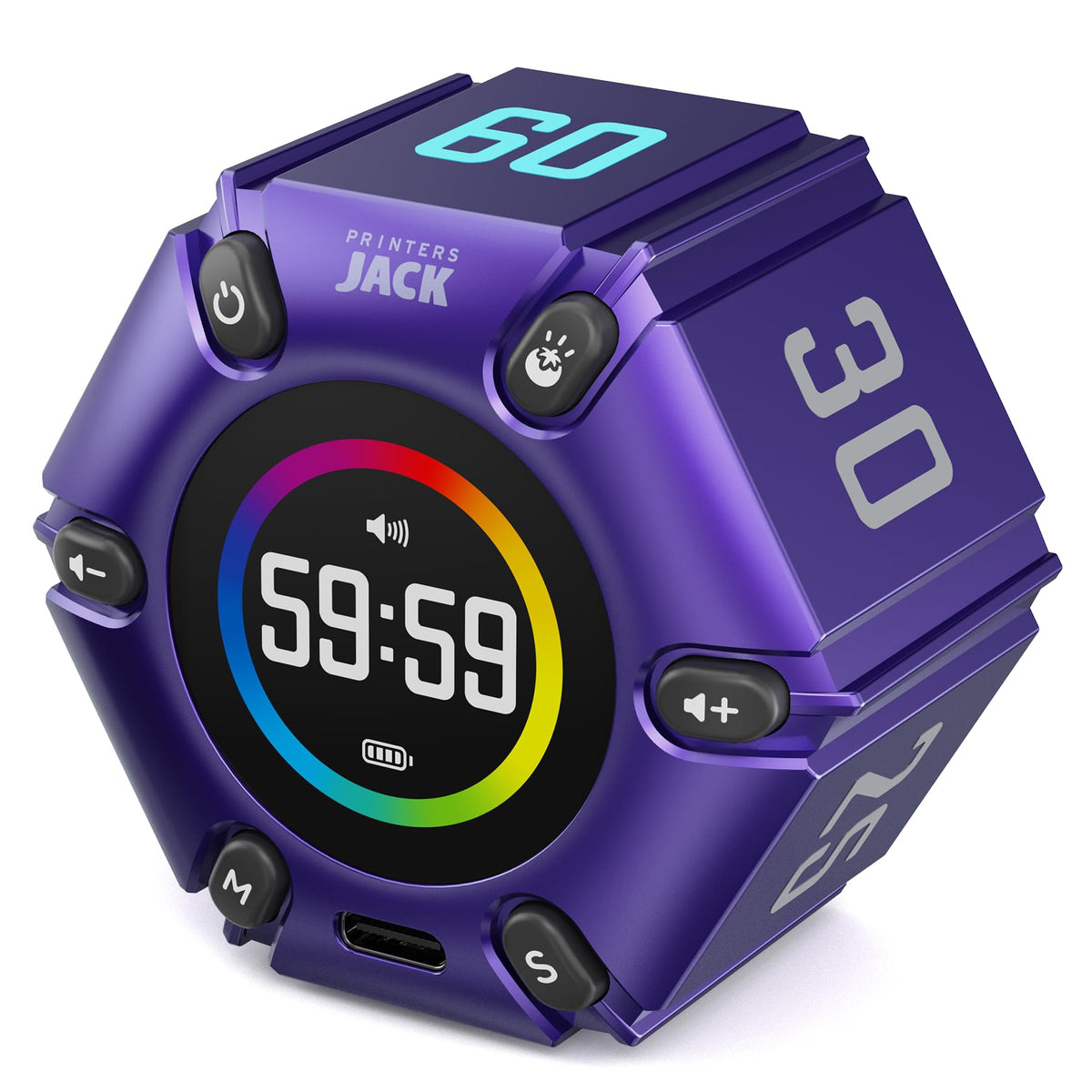 Printers Jack Productivity Cube Timer with visual Pomodoro focus boosts focused work