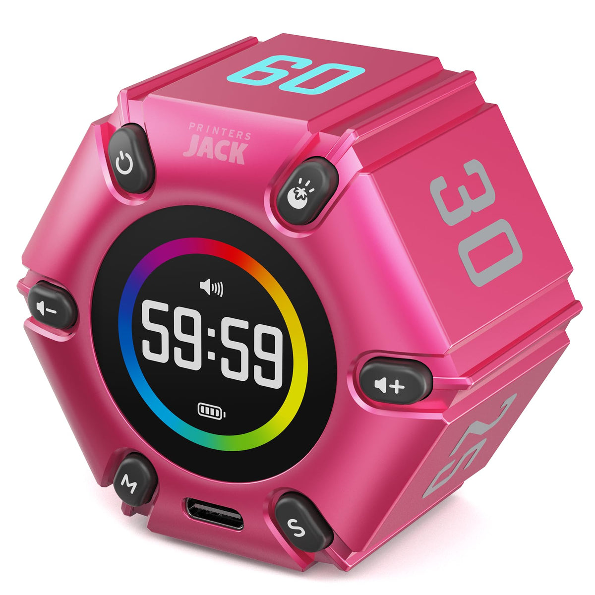 Printers Jack Visual Pomodoro Timer front view for quick focused sessions.