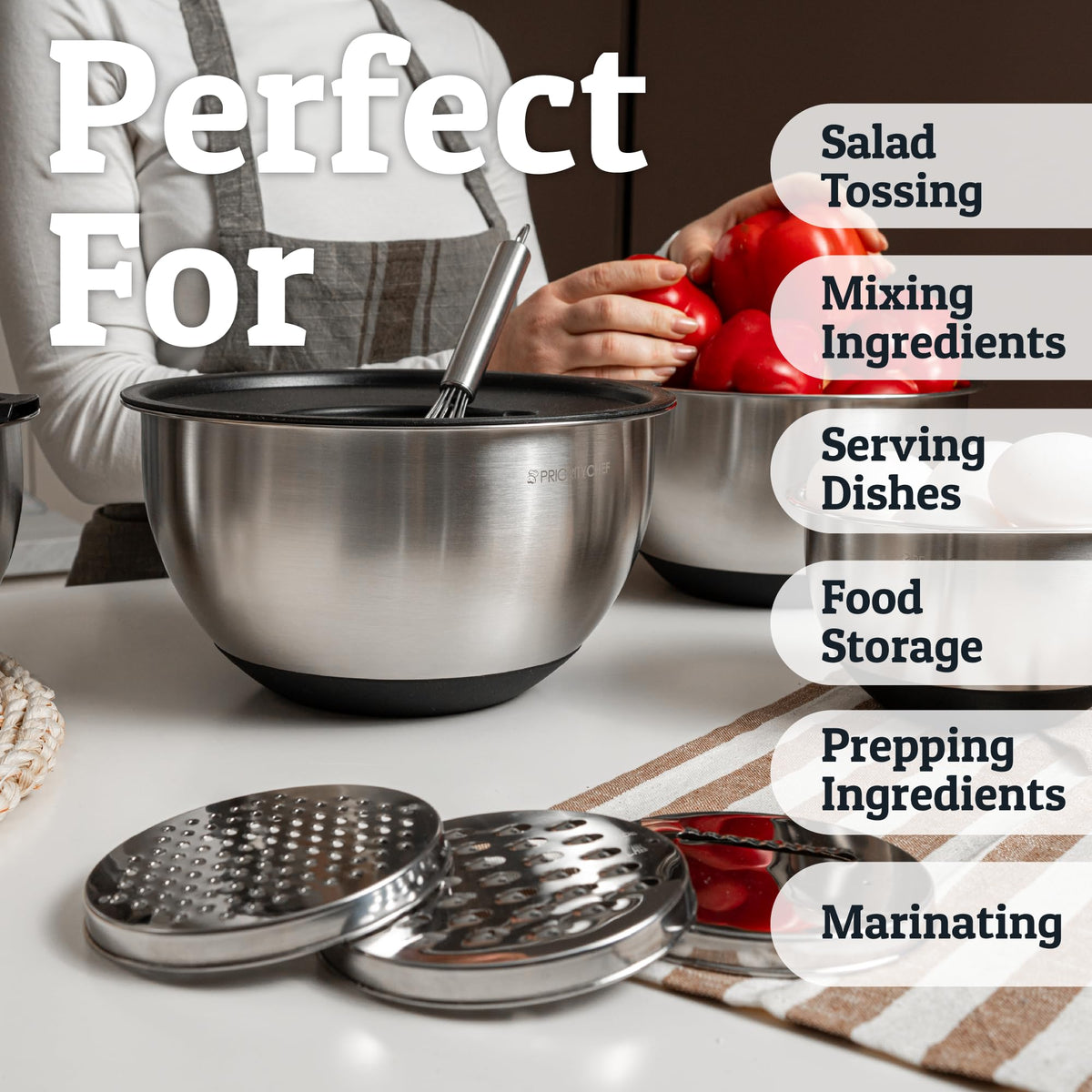Priority Chef 1.5-quart bowl with lid compact storage and quick prep.