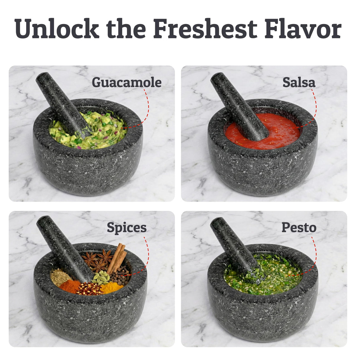 Priority Chef 6.5-inch pestle for comfortable, efficient grinding.
