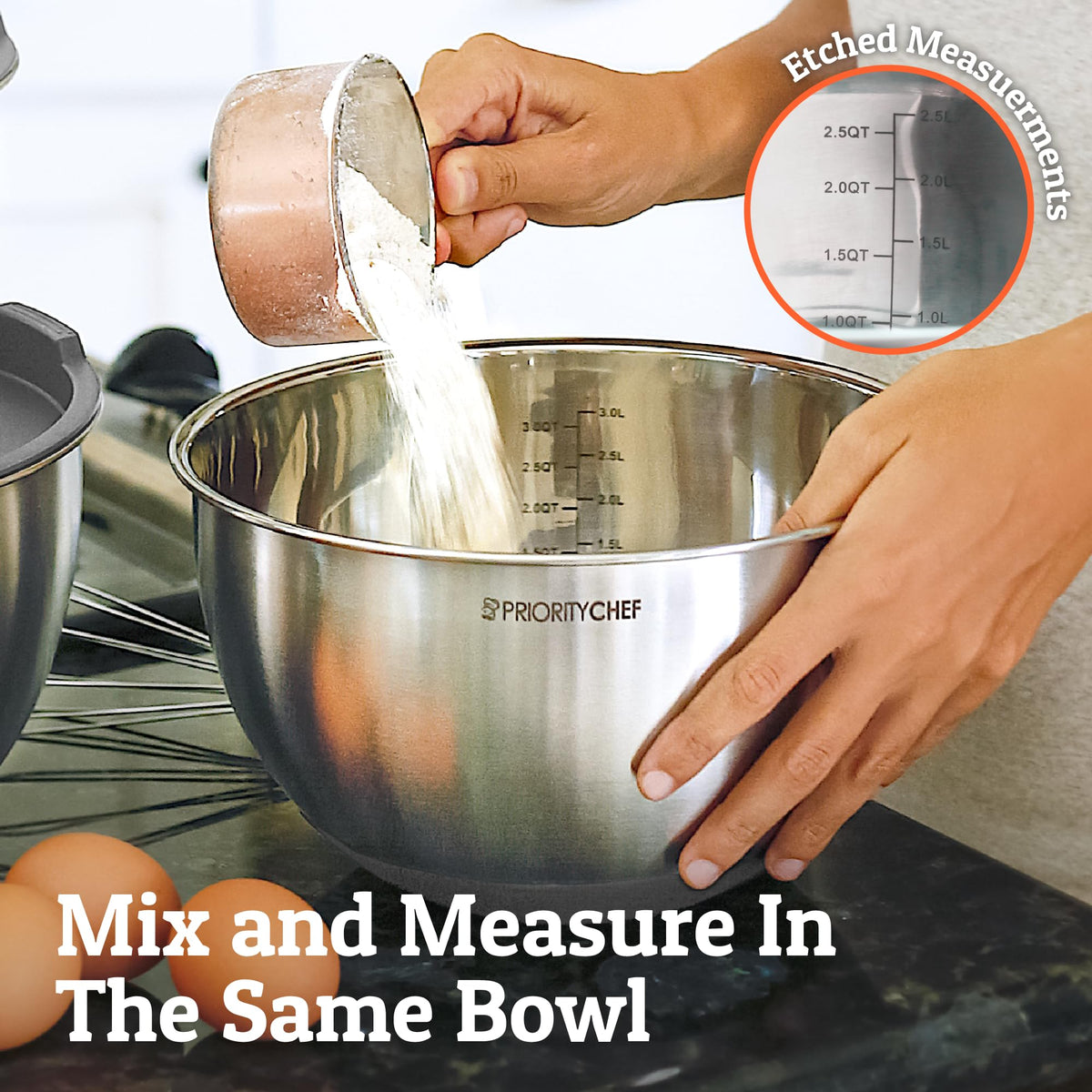 Priority Chef dishwasher-safe bowls simplify cleanup after cooking.