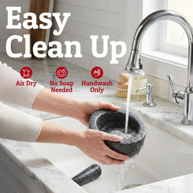 Priority Chef elegant black granite bowl adds style to kitchen countertops.
