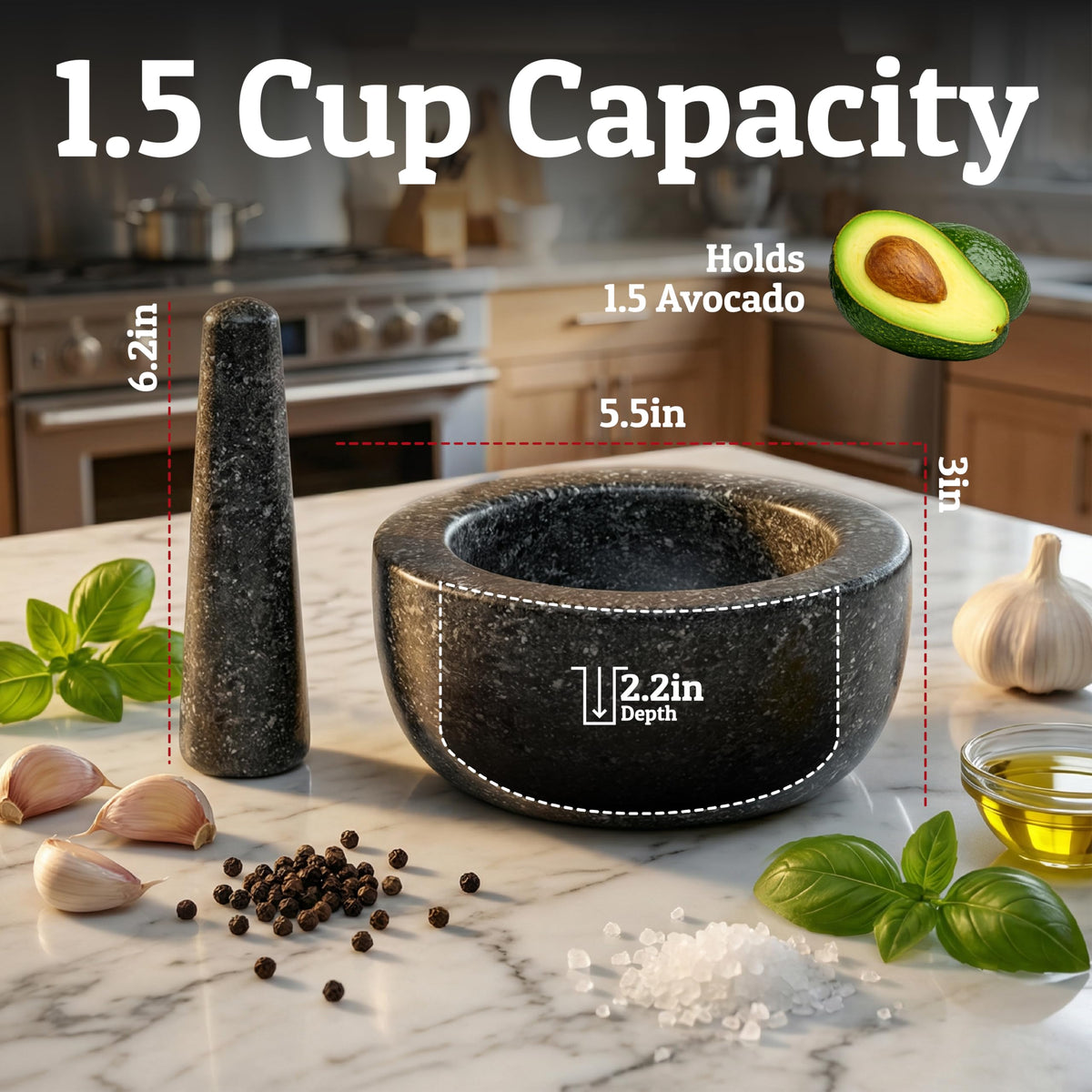 Priority Chef hand-carved granite bowl highlights craftsmanship.