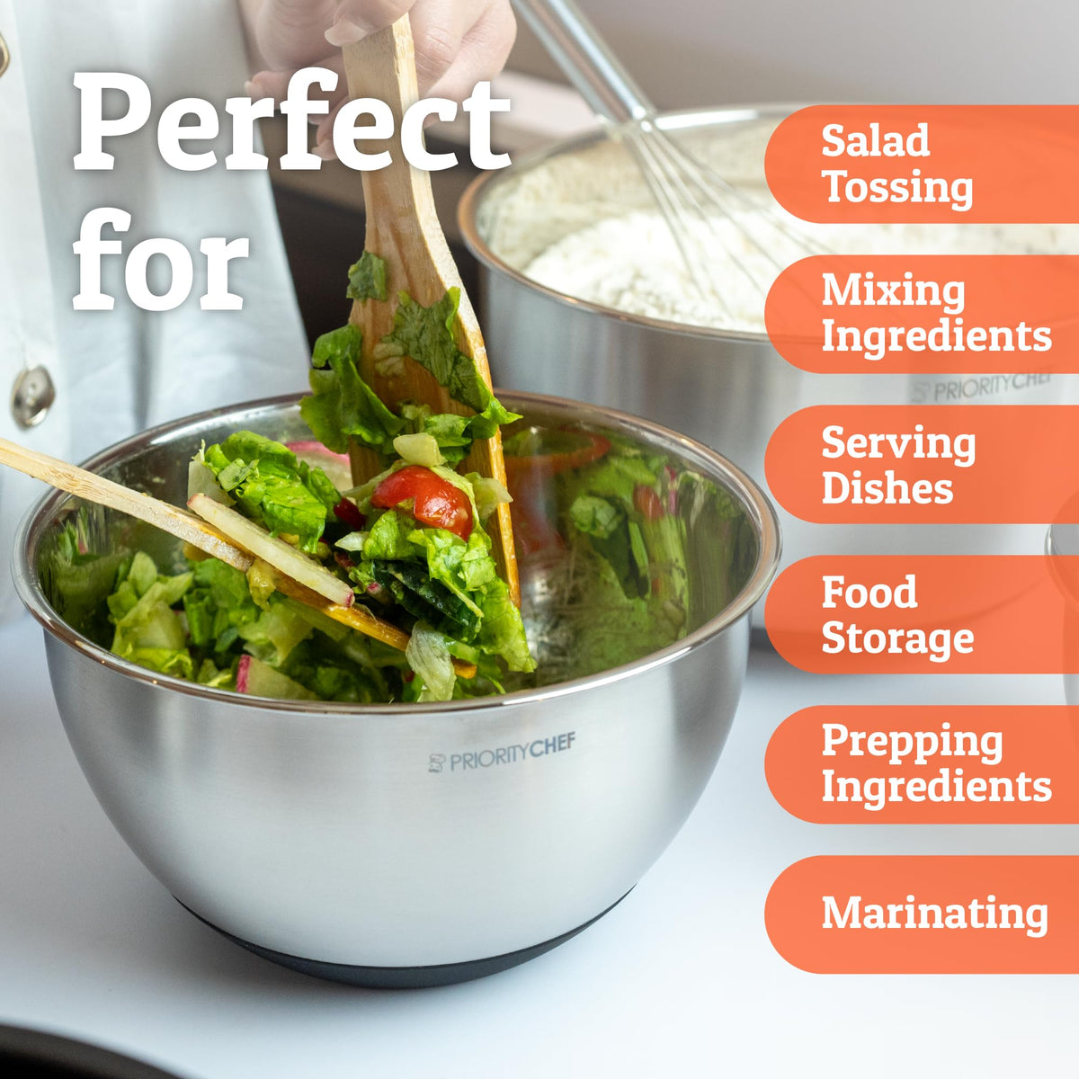 Priority Chef dishwasher-safe bowls simplify cleanup.