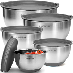 Priority Chef premium mixing bowls set with lids for organized prep.
