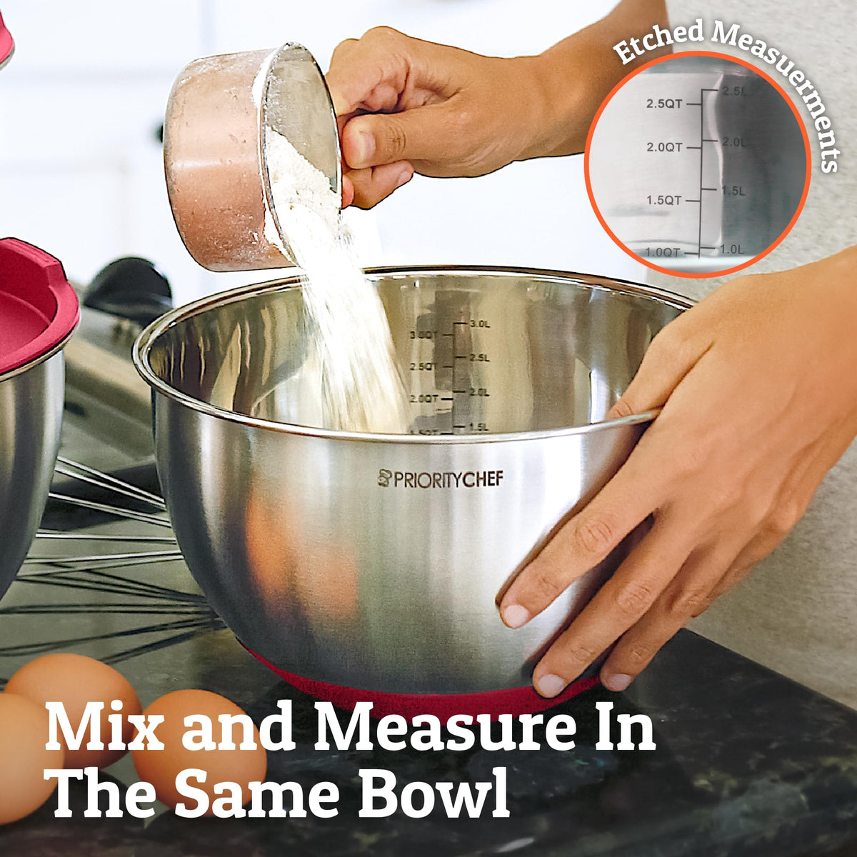 Priority Chef red bowls add color and versatility to everyday cooking