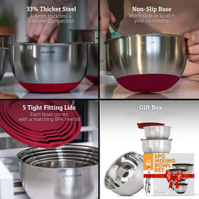 Priority Chef thicker stainless steel bowls demonstrating durability during heavy mixing