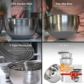 Priority Chef thicker stainless steel bowls offer durable performance.