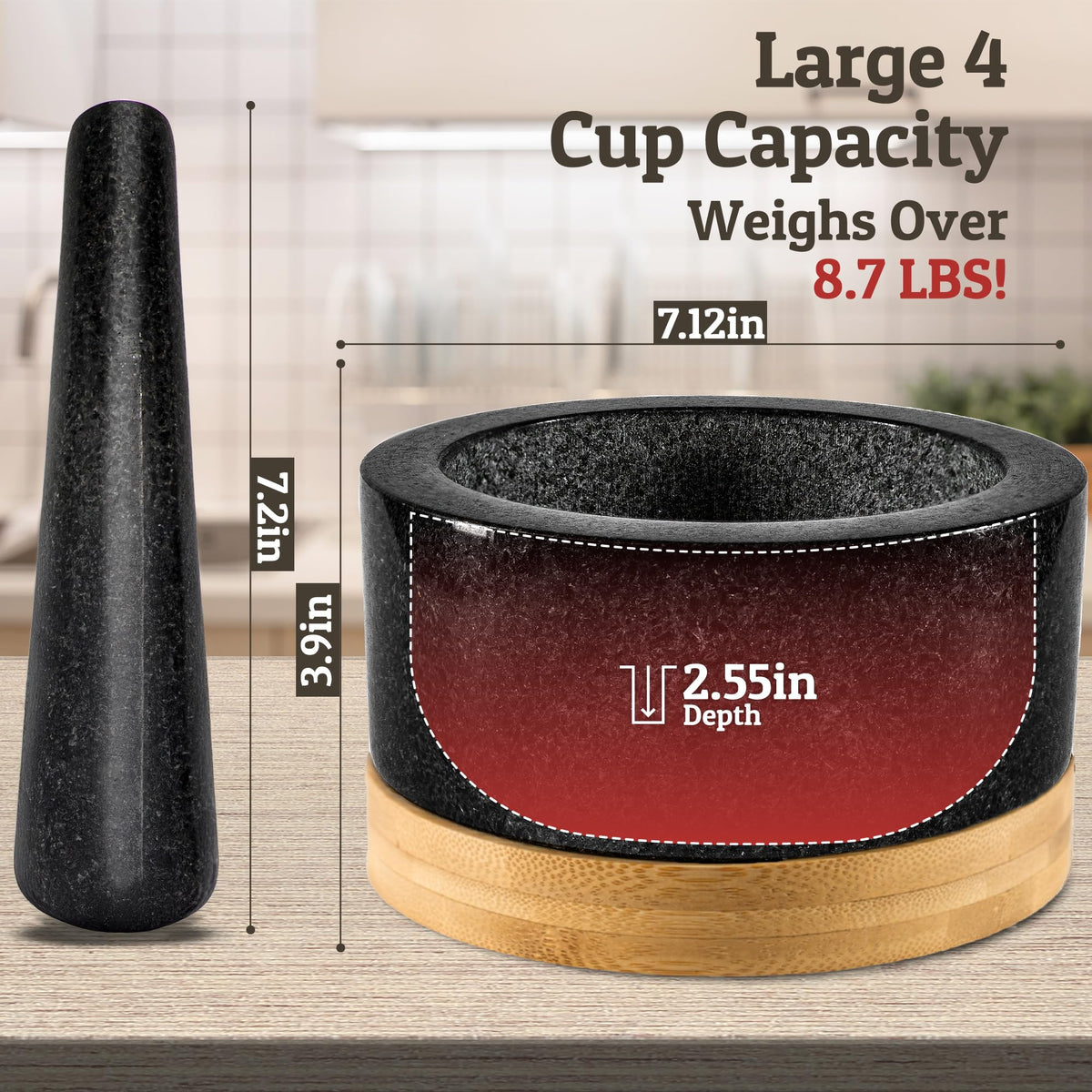 PriorityChef 4-cup mortar bowl ideal for batch meal prep