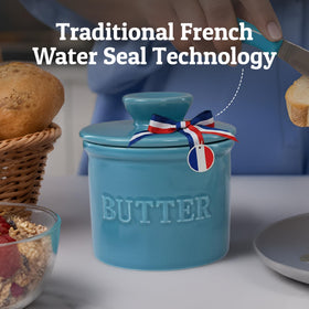 Priority Chef airtight water seal protects butter on the counter.