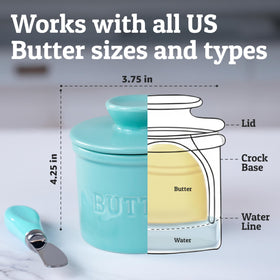 Priority Chef butter crock airtight water-seal locks in freshness.