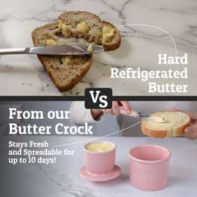 Priority Chef pink ceramic butter dish highlights stylish countertop storage.