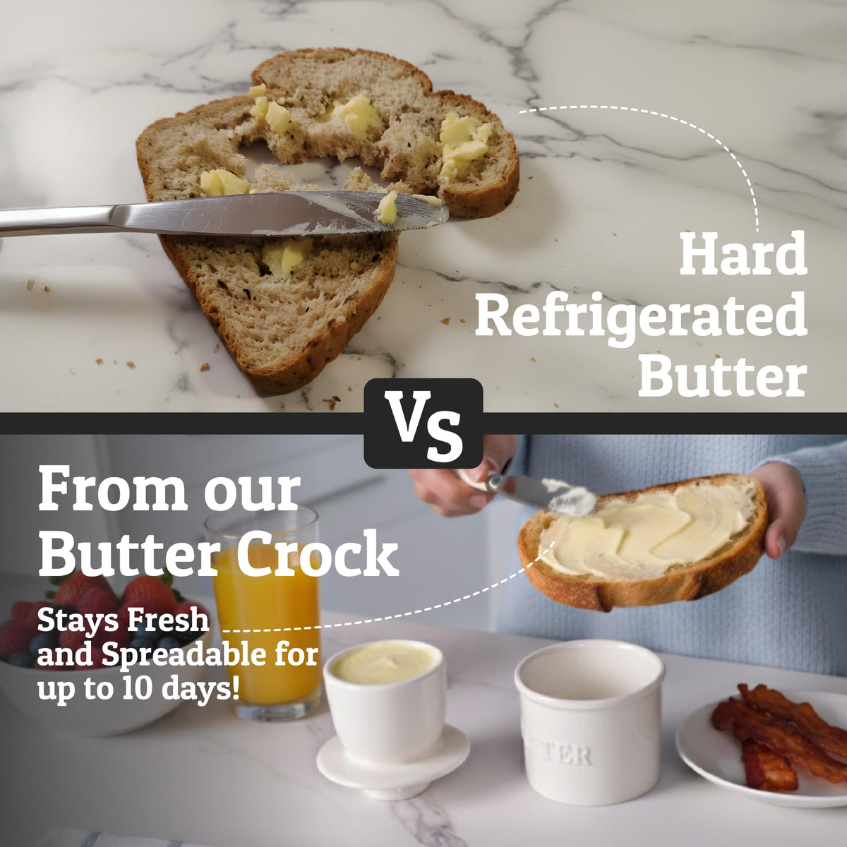 Butter crock water seal demonstrating airtight freshness
