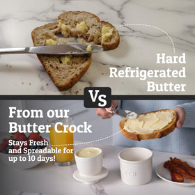 Butter crock water seal demonstrating airtight freshness