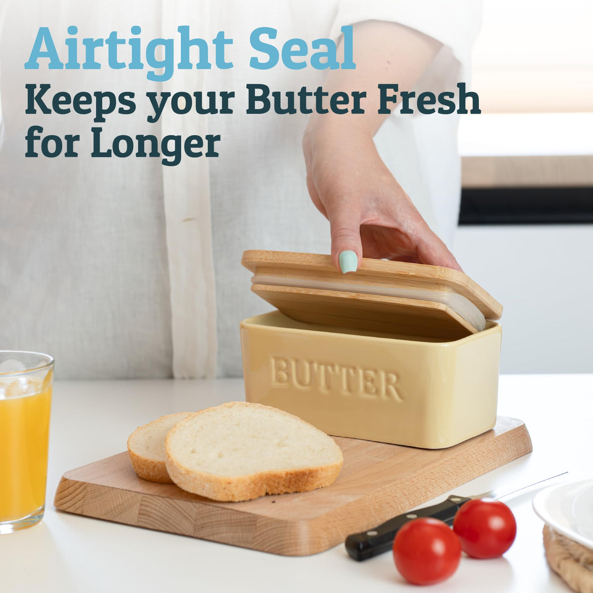 Priority Chef ceramic butter dish with durable body for everyday use.