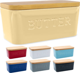 Priority Chef extra large butter dish with airtight lid on the counter.