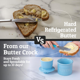 Priority Chef ceramic butter dish on countertop with glossy finish