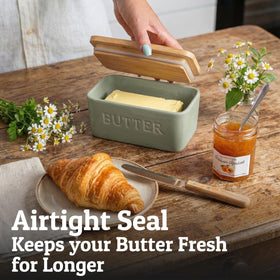 Priority Chef ceramic butter dish with smooth finish for clean storage