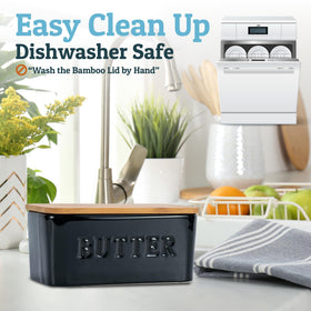 PriorityChef ceramic butter dish interior design prevents sticking and makes cleaning easy.