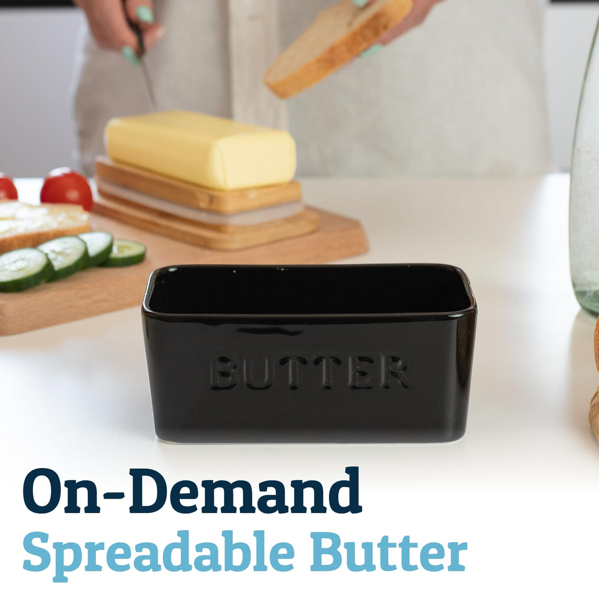 PriorityChef butter dish close-up shows smooth surface that resists stains.