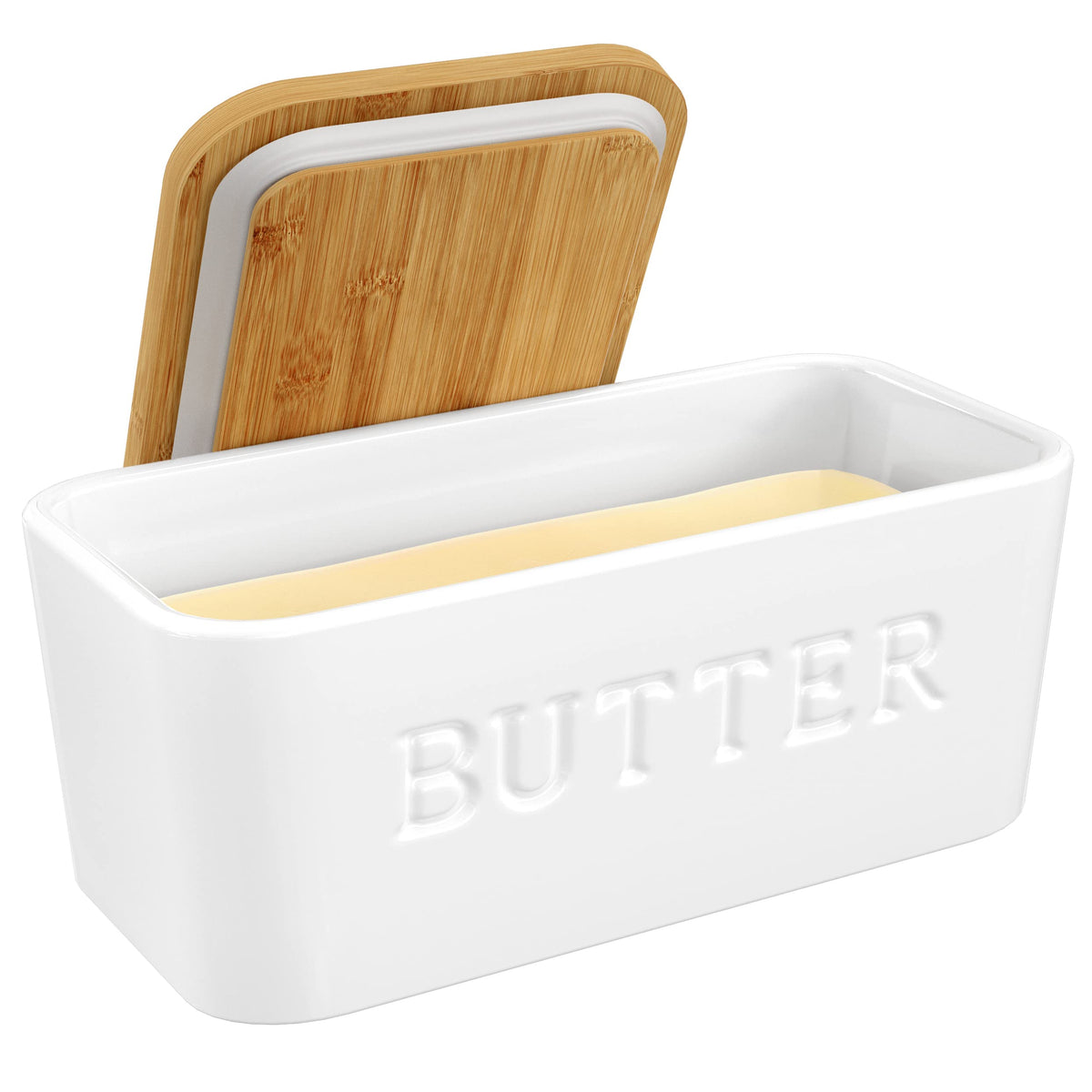 PriorityChef easy-clean ceramic butter holder for hygienic countertop storage.