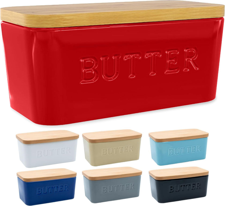 PriorityChef extra large butter dish on counter for easy access and cleanup