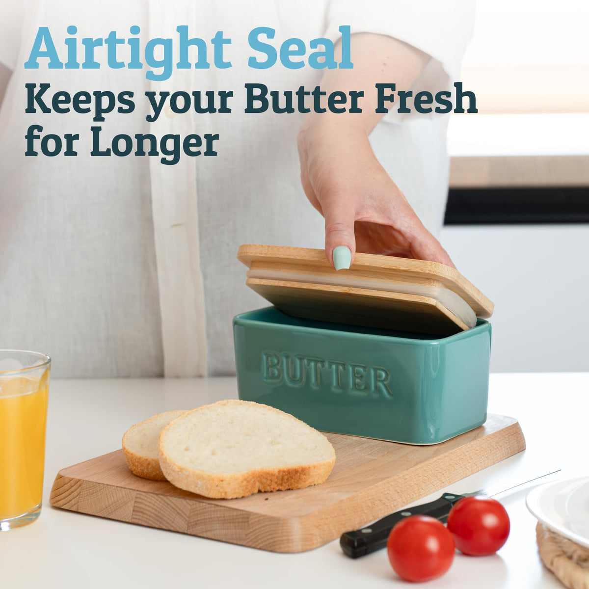 Priority Chef extra-large butter dish shows ample space for standard sticks.