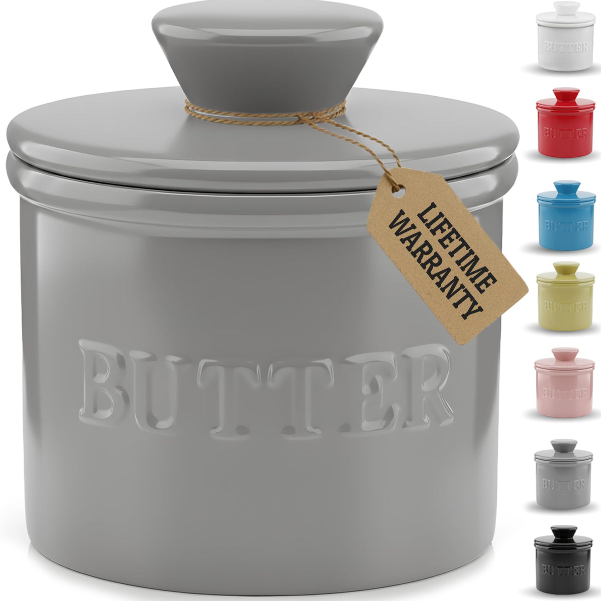 Priority Chef French butter crock top view shows soft, ready-to-spread butter on demand