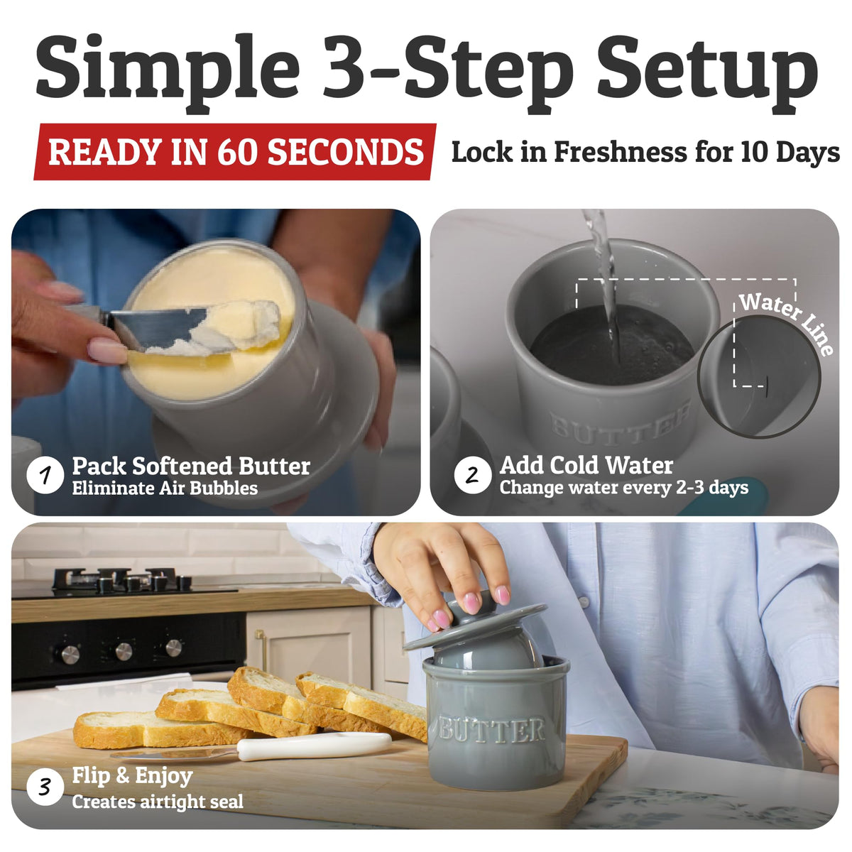 Priority Chef water-seal closeup shows airtight protection for freshness
