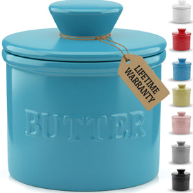 Priority Chef French butter crock with lid keeps butter fresh and ready.