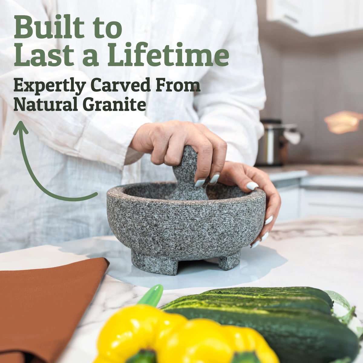 PriorityChef granite mortar interior texture highlights oil release for herbs.