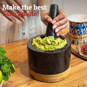 Priority Chef small mortar and pestle demonstrating portion-ready size for intimate meals.