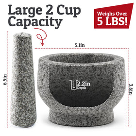 Priority Chef mortar and pestle crushing herbs to release natural aromas.