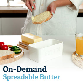 PriorityChef butter dish resists sticking thanks to a deep design.