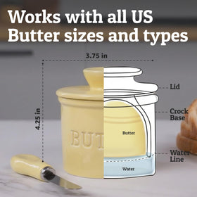 Priority Chef lead-free ceramic butter container ensures safe kitchen storage.