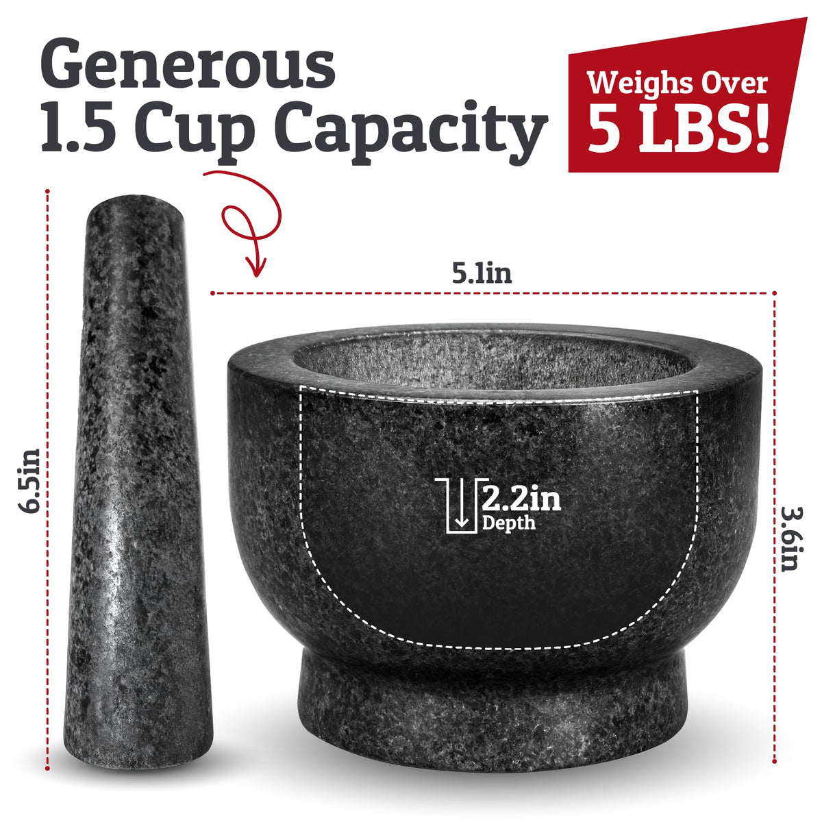 Priority Chef pestle inside mortar demonstrates efficient grinding of herbs and spices.