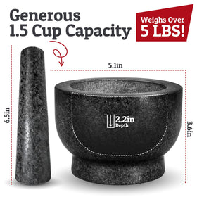 Priority Chef pestle inside mortar demonstrates efficient grinding of herbs and spices.