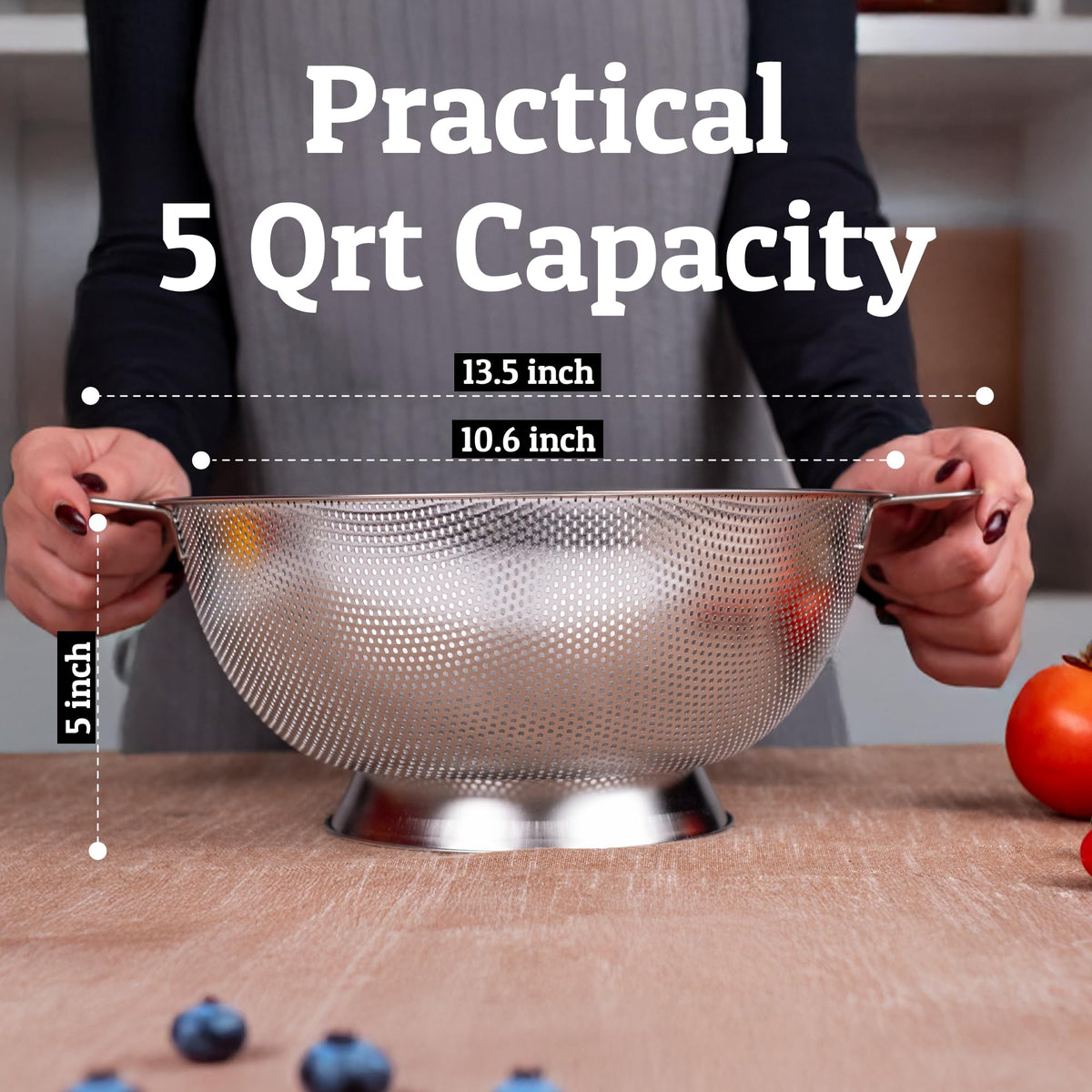 PriorityChef Premium 5Qrt durable stainless steel withstands daily kitchen use