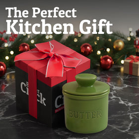 Priority Chef butter keeper stores salted or unsalted butter on the counter