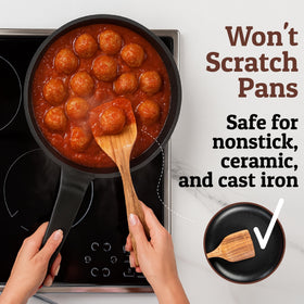 PriorityChef teak wok spatula in action for releasing flavors