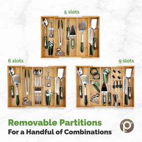 Pristine Bamboo dark wood finish detail adds stylish kitchen storage.