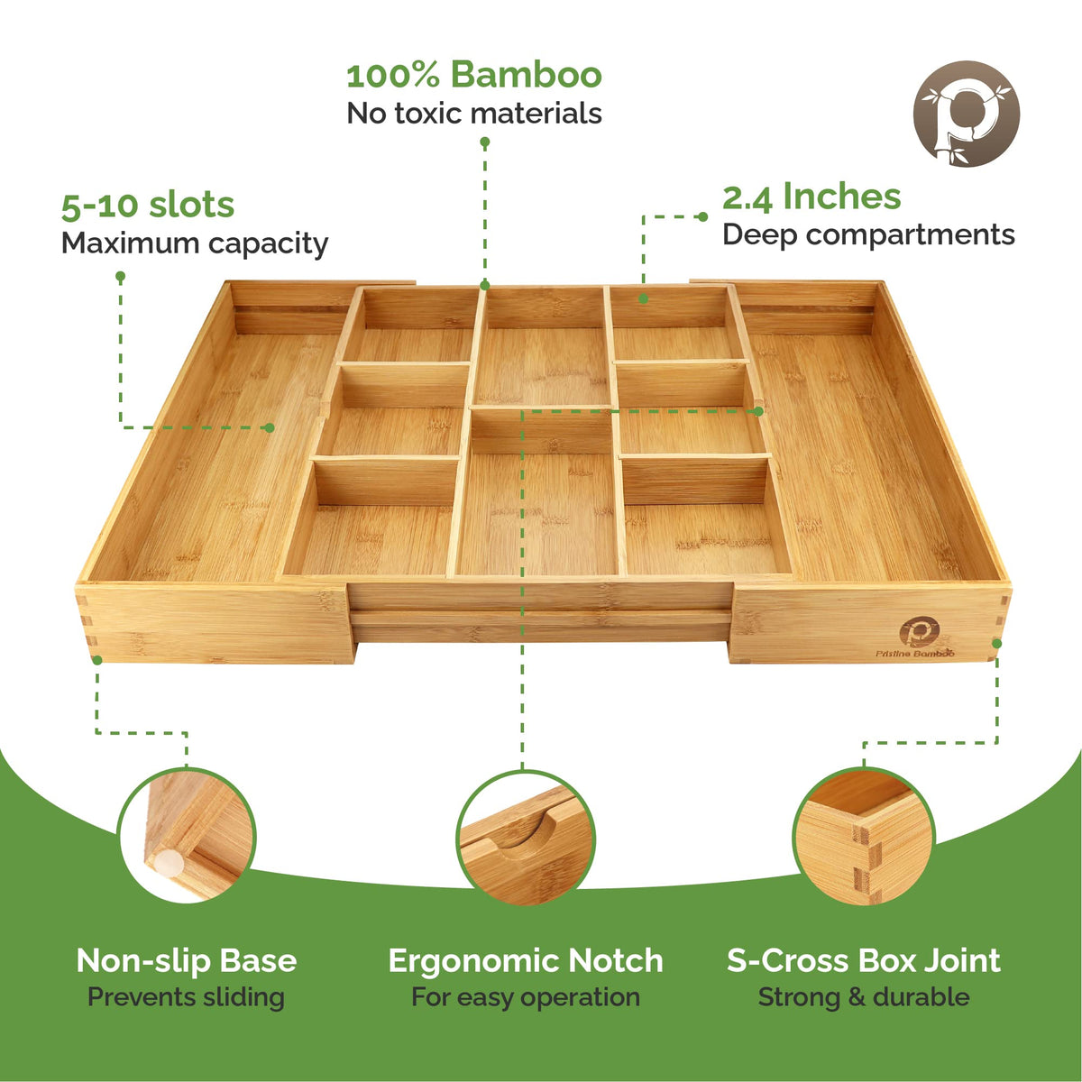 Pristine Bamboo extended width to 25 inches demonstrates flexible fit.