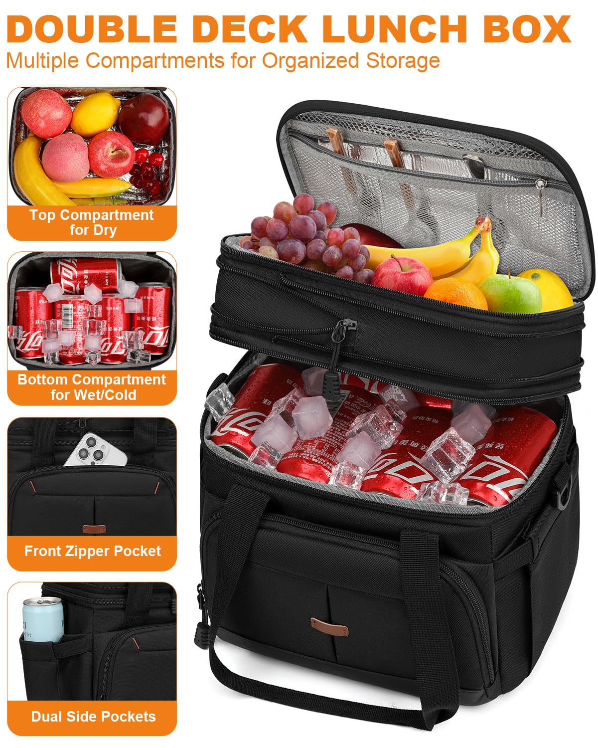 Pritent Lunch Box ergonomic handle and padded strap reduce shoulder strain.