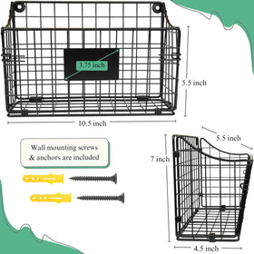 PriZoi black wire basket on wall enhances décor while keeping items reachable.