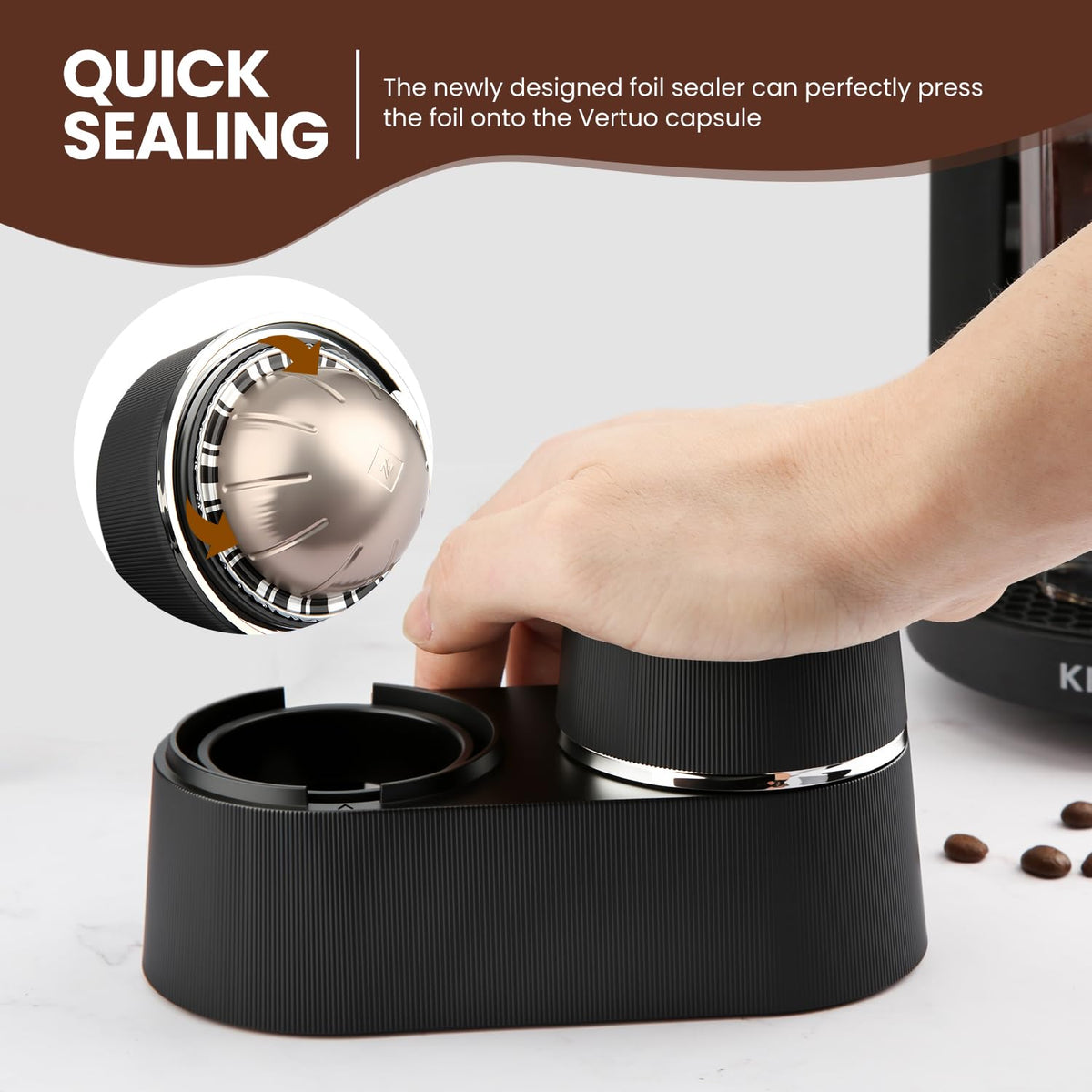Pro Mael 52 aluminum foil lids pack seals multiple Vertuo capsules.