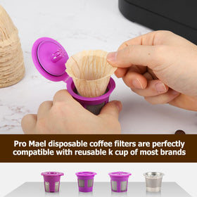 Pro Mael compatible filter paper shown with reusable pods for mess-free brewing.