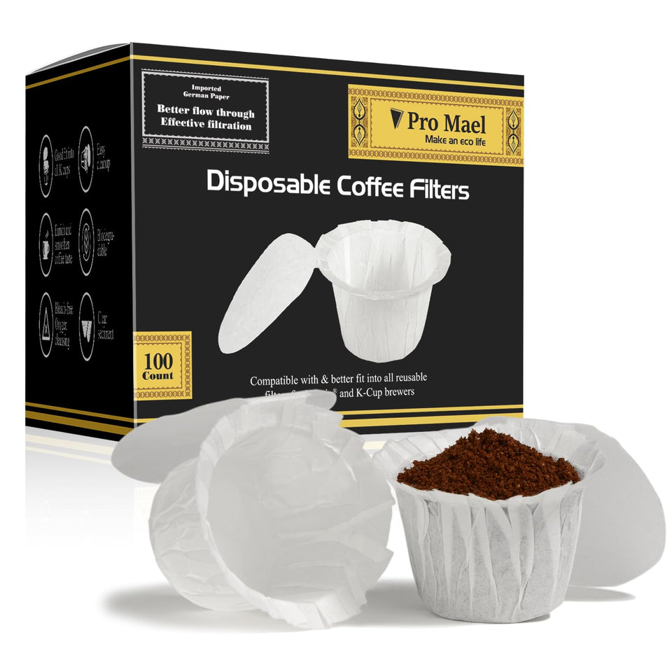 Pro Mael disposable K-Cup filter with lid pack for mess-free brewing.